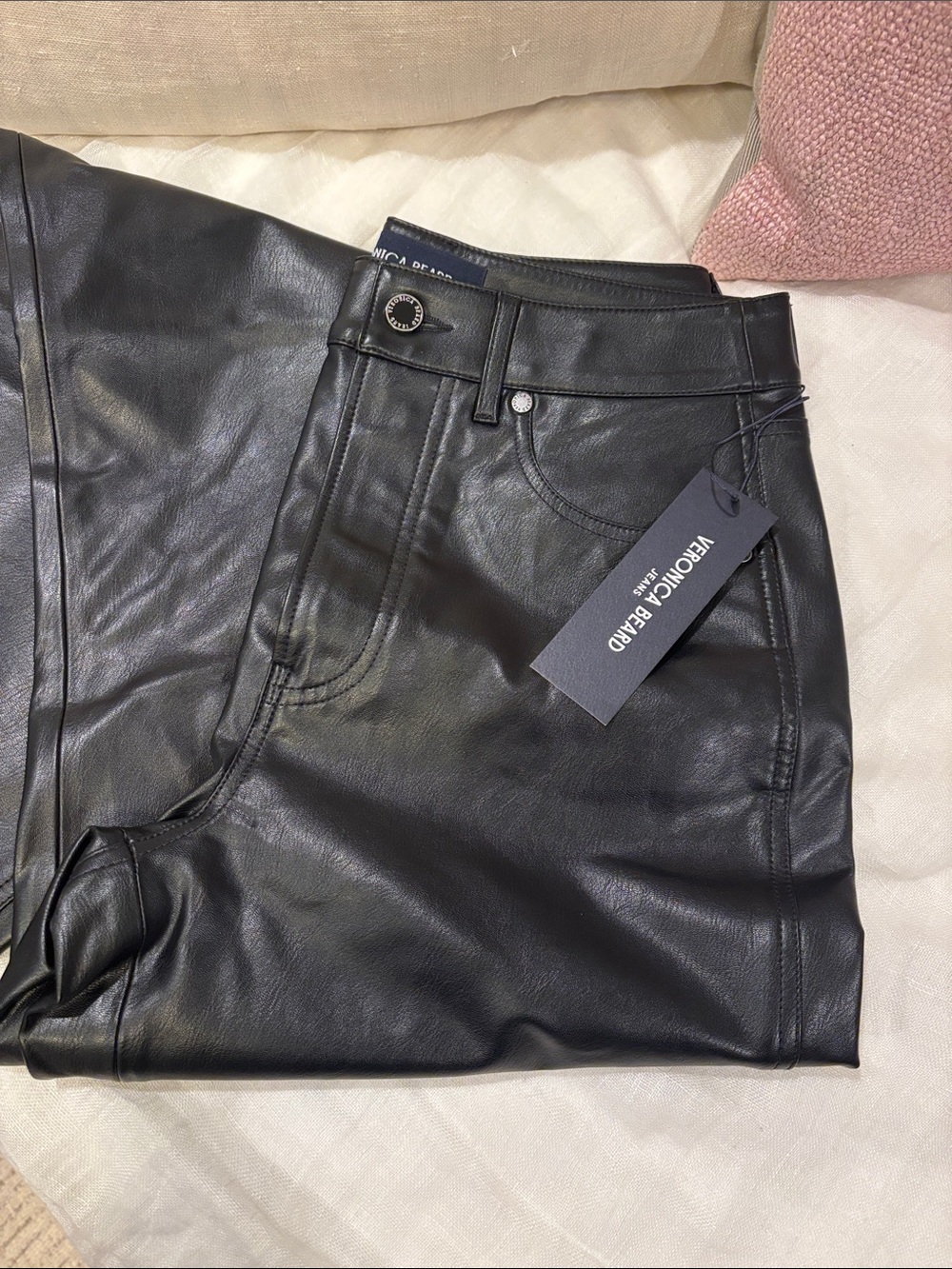 Veronica Beard casey mid wide leg vegan leather pant